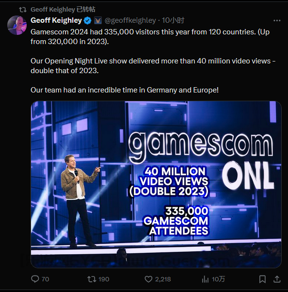 2024科隆游戏展吸引观众达33.5万人